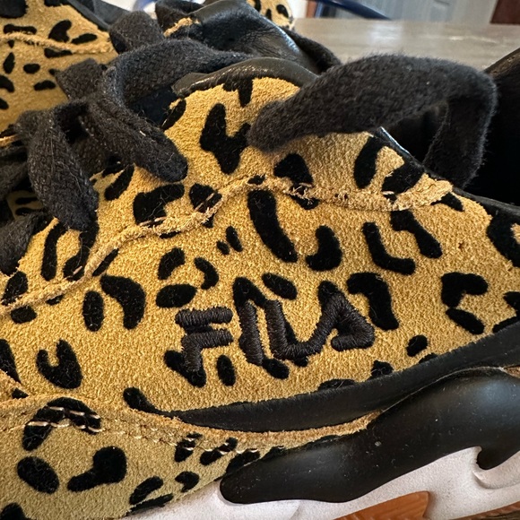 FILA Leopard Print Eurorunner Suede Casual Sneakers - Picture 4 of 5